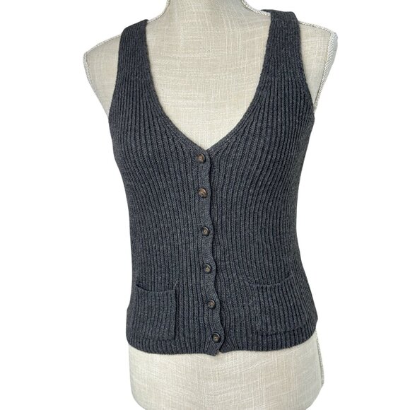 Brandy Melville Womens Ribbed Knit Button-Up Vest S - Picture 1 of 10